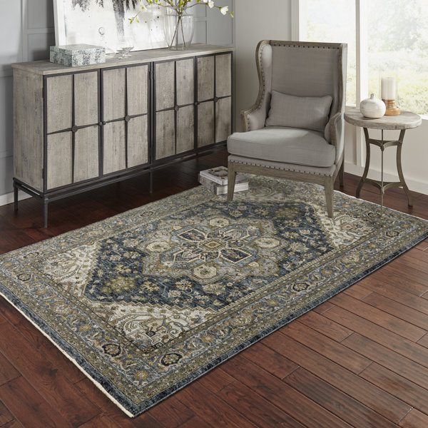 Langley Street Hovis Power Loom Performance Blue/Taupe Rug Wayfair